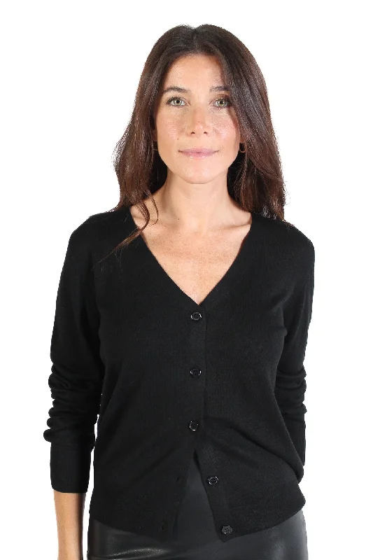 Black V Neck Everyday Cardigan