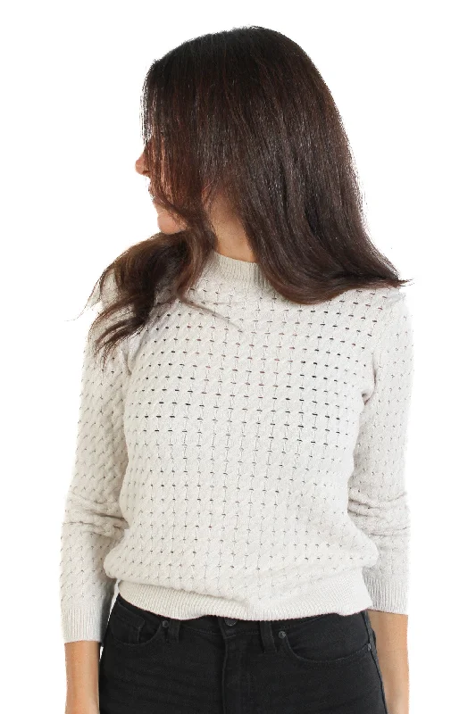 Cream Long Sleeve Braided Knit Sweater