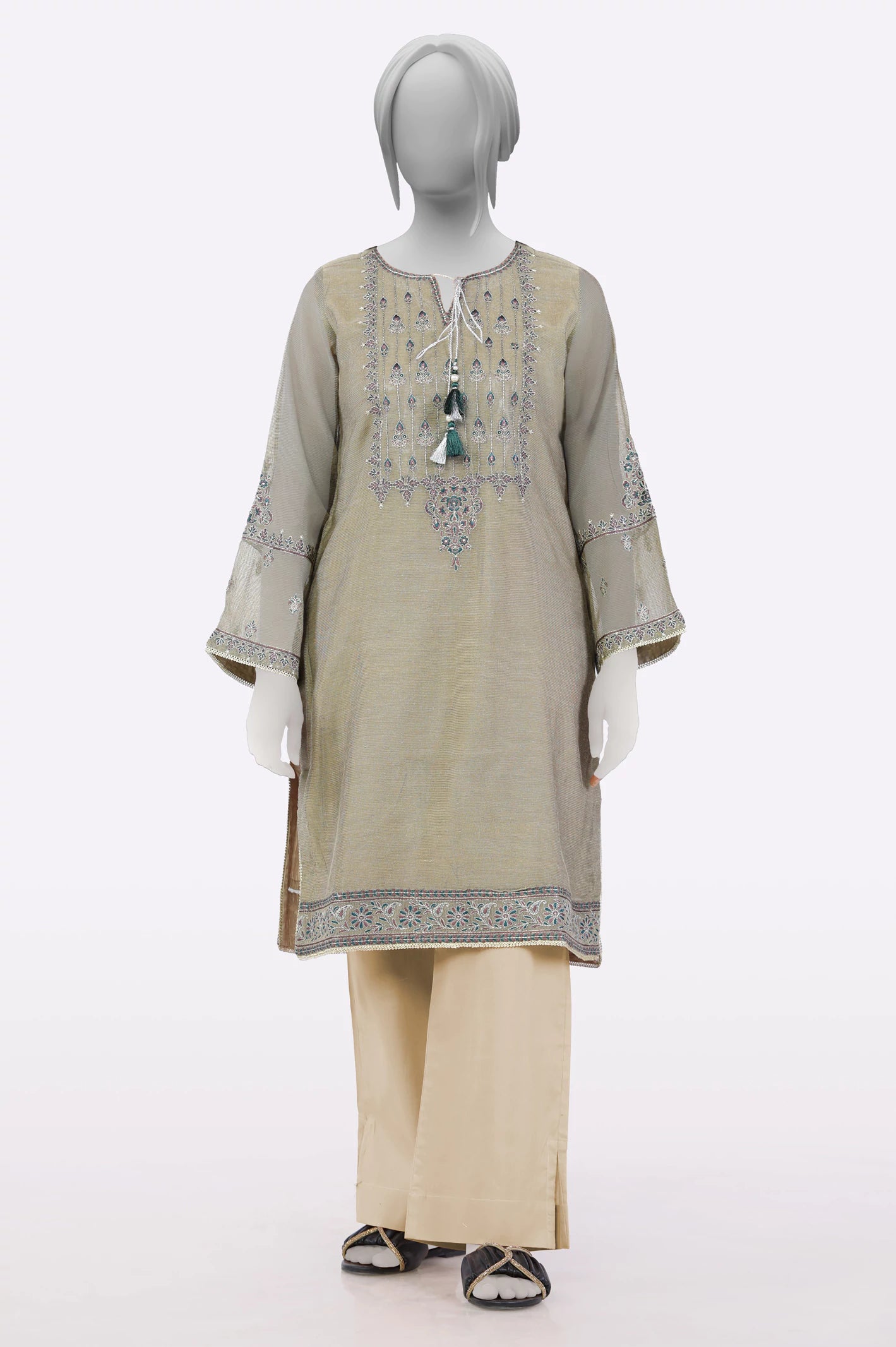 Brown Embroidered Kurti