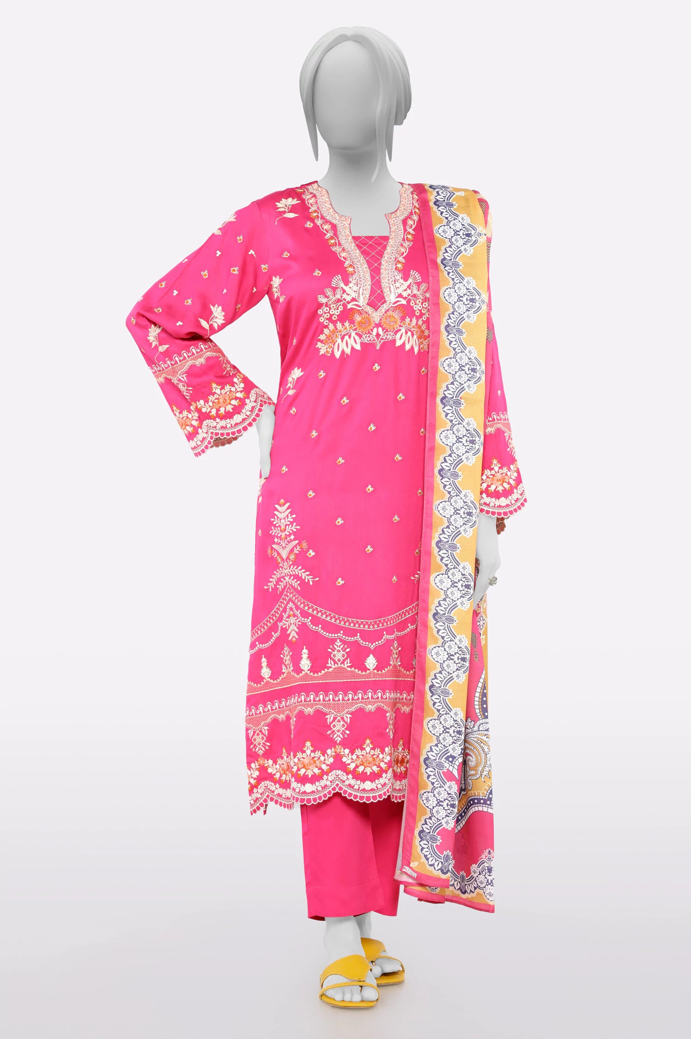 Pink Embroidered 3PC