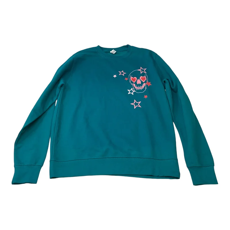 Sweatshirt Crewneck By Just Hoods In Teal, Size: M