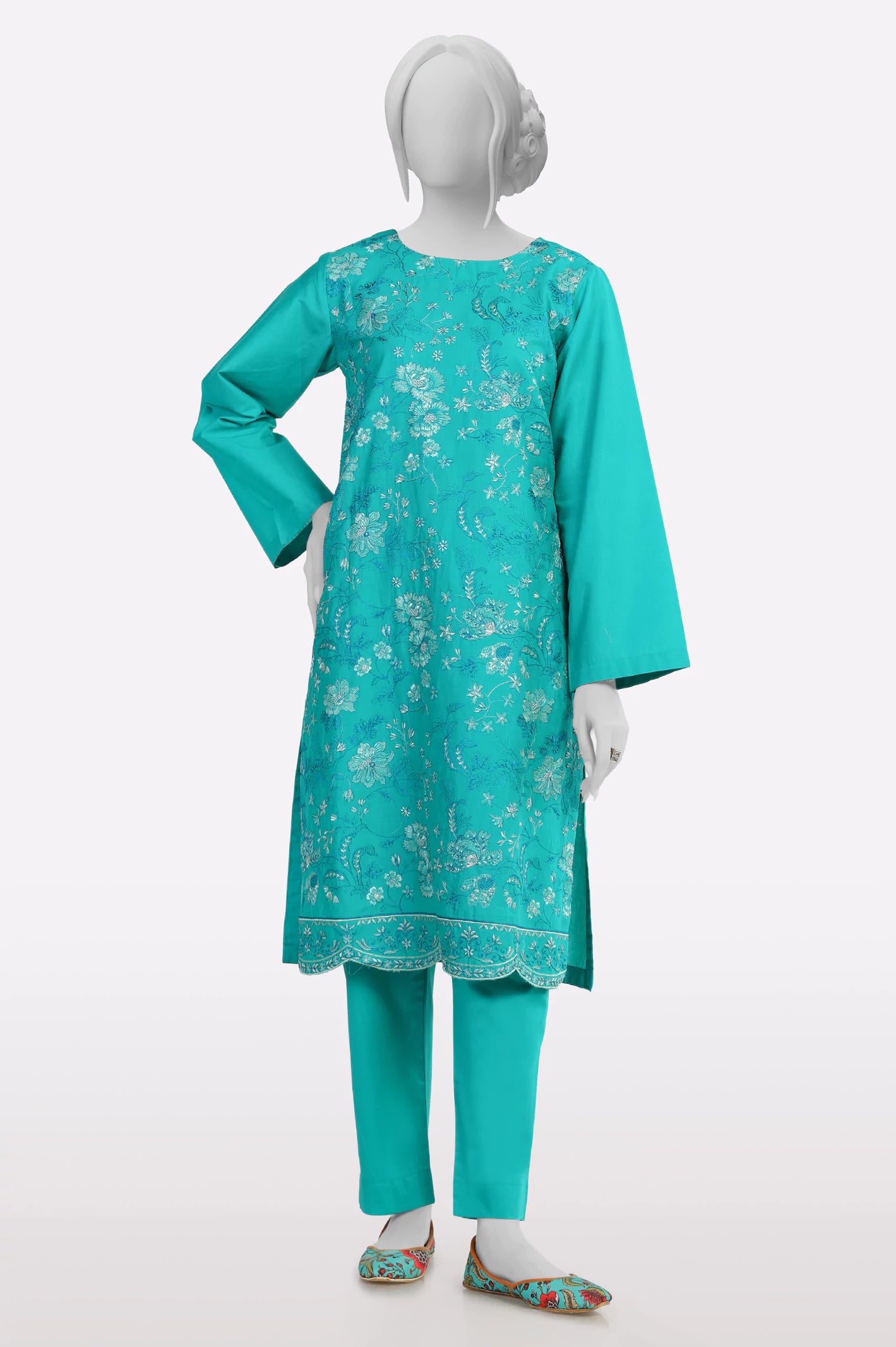 Green Embroidered 2PC