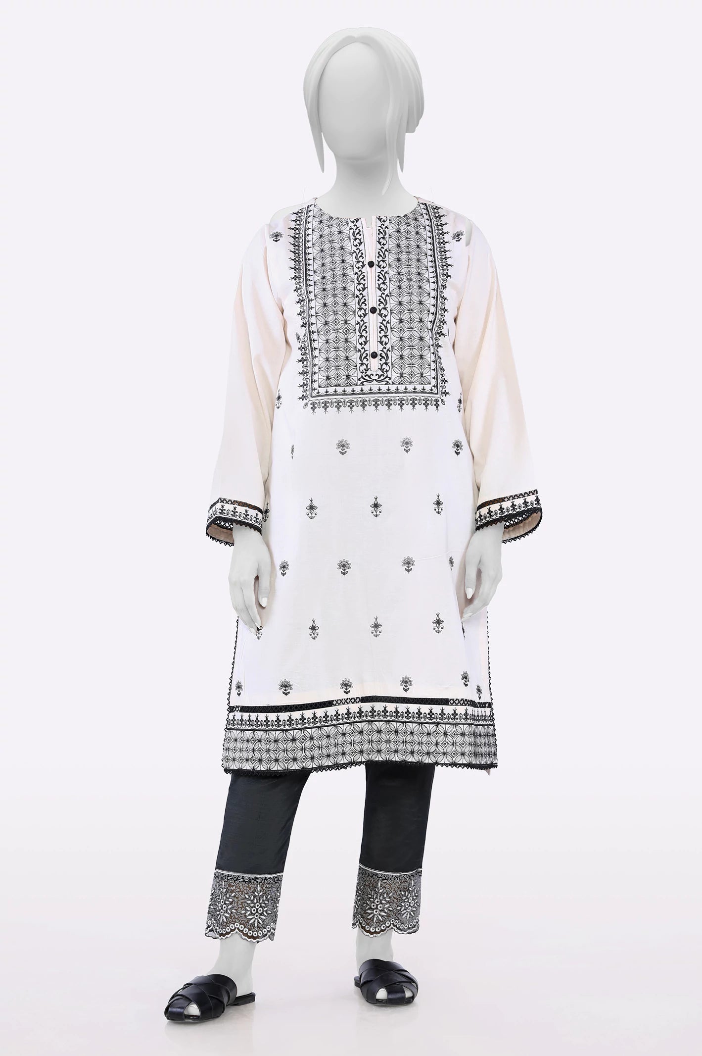 Light Peach Embroidered Kurti