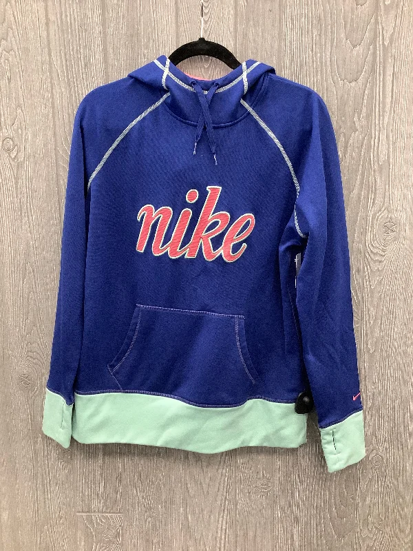 Sweatshirt Hoodie By Nike In Blue, Size: L