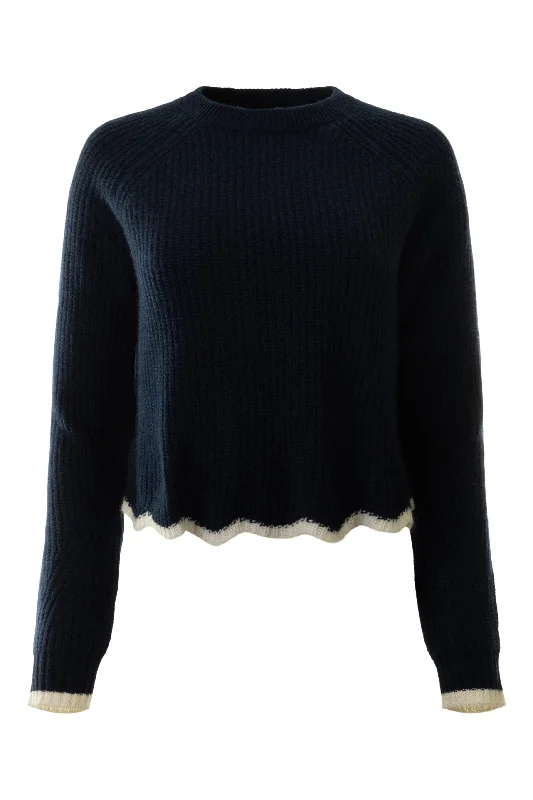 Autumn Cashmere Tipped Scallop Shaker Crew Sweater