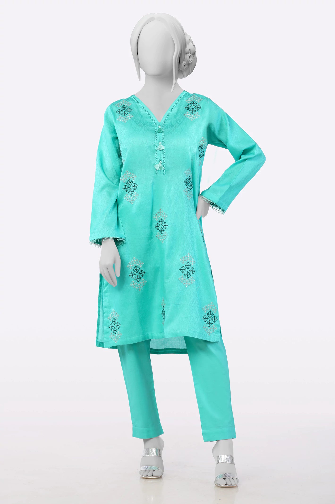 Sea Green Embroidered 2PC