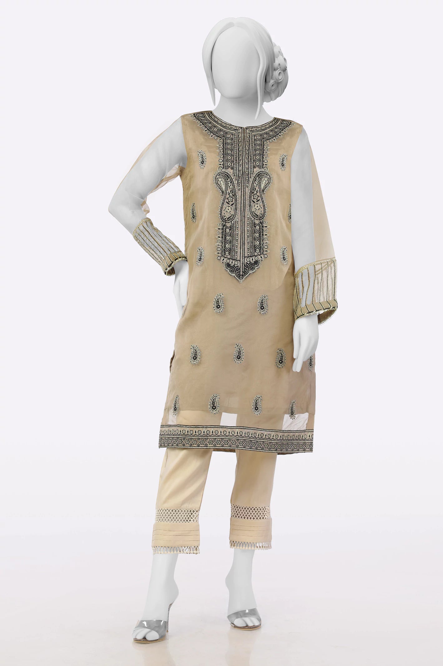 Brown Embroidered Kurti