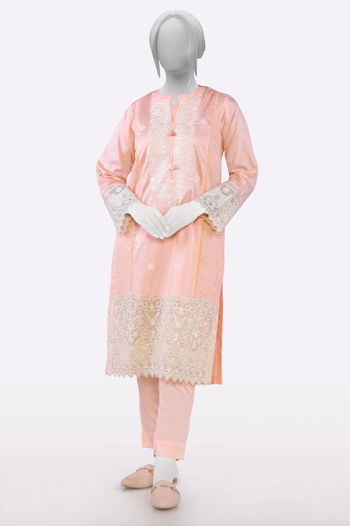 Peach Embroidered 2PC