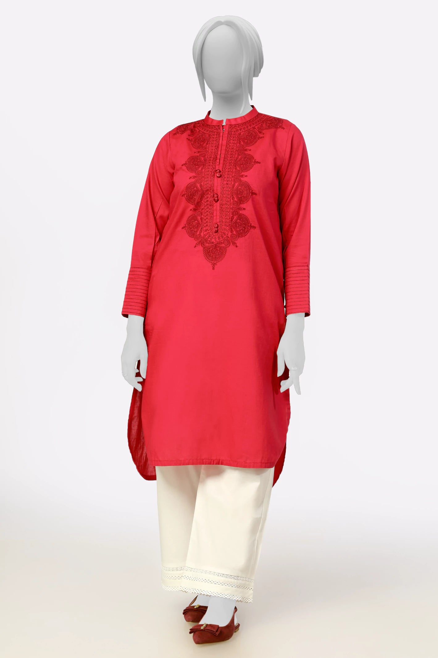 Maroon Embroidered Kurti