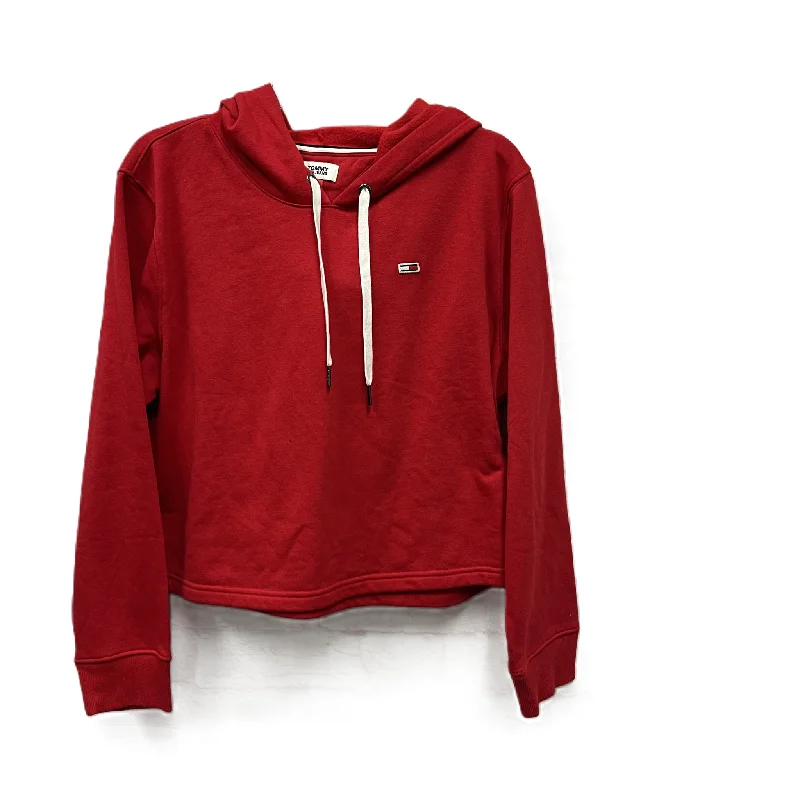 Athletic Sweatshirt Hoodie By Tommy Hilfiger In Red, Size: L