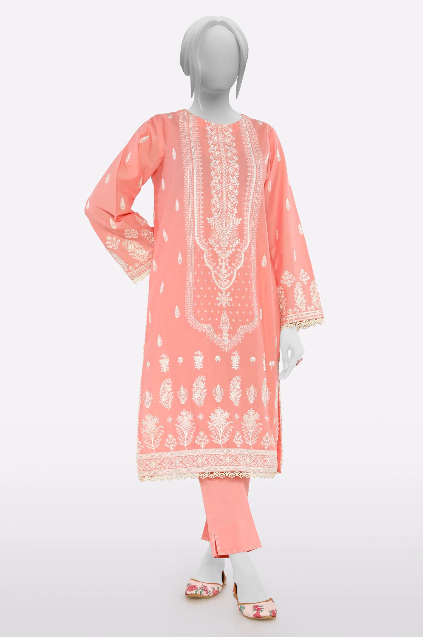 Coral Embroidered 2PC