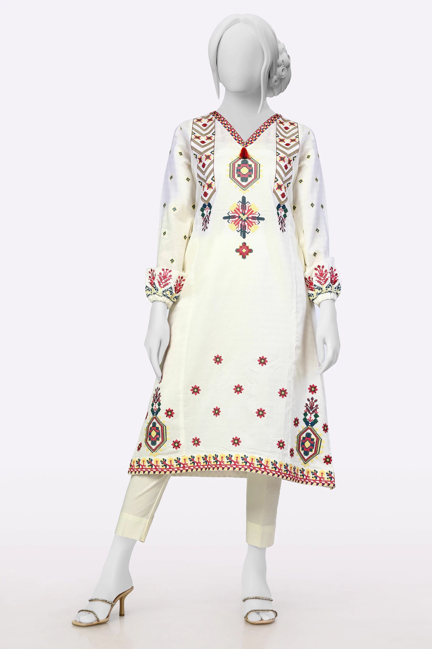 White Embroidered Kurti