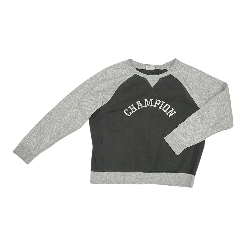 Athletic Sweatshirt Crewneck By Champion In Grey, Size:L