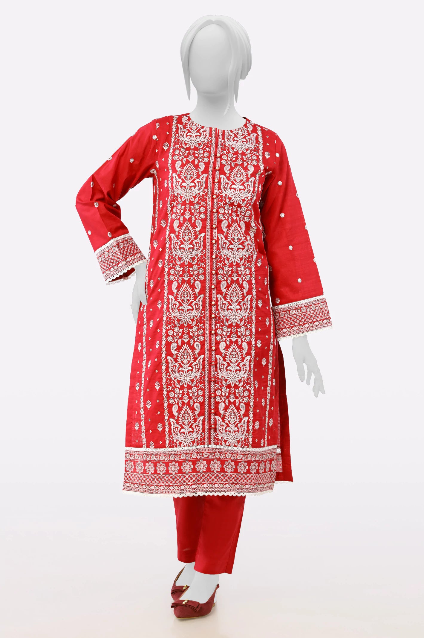 Red Embroidered 2PC