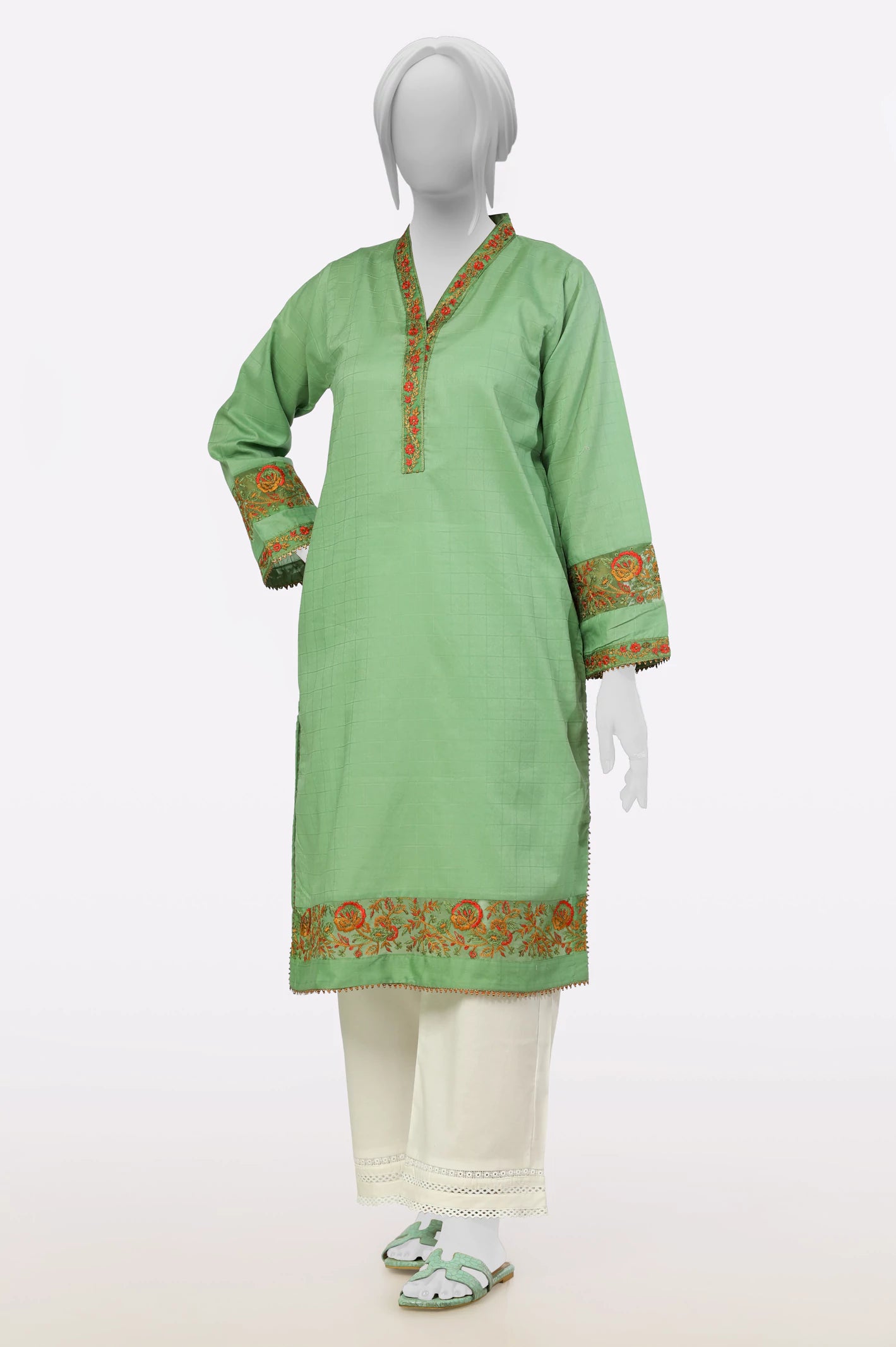 Green Embroidered Kurti