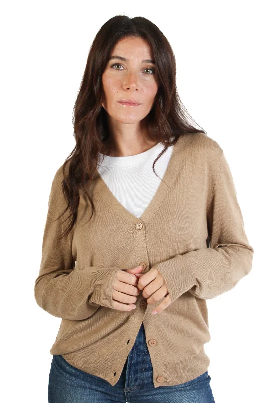 Camel V Neck Everyday Cardigan