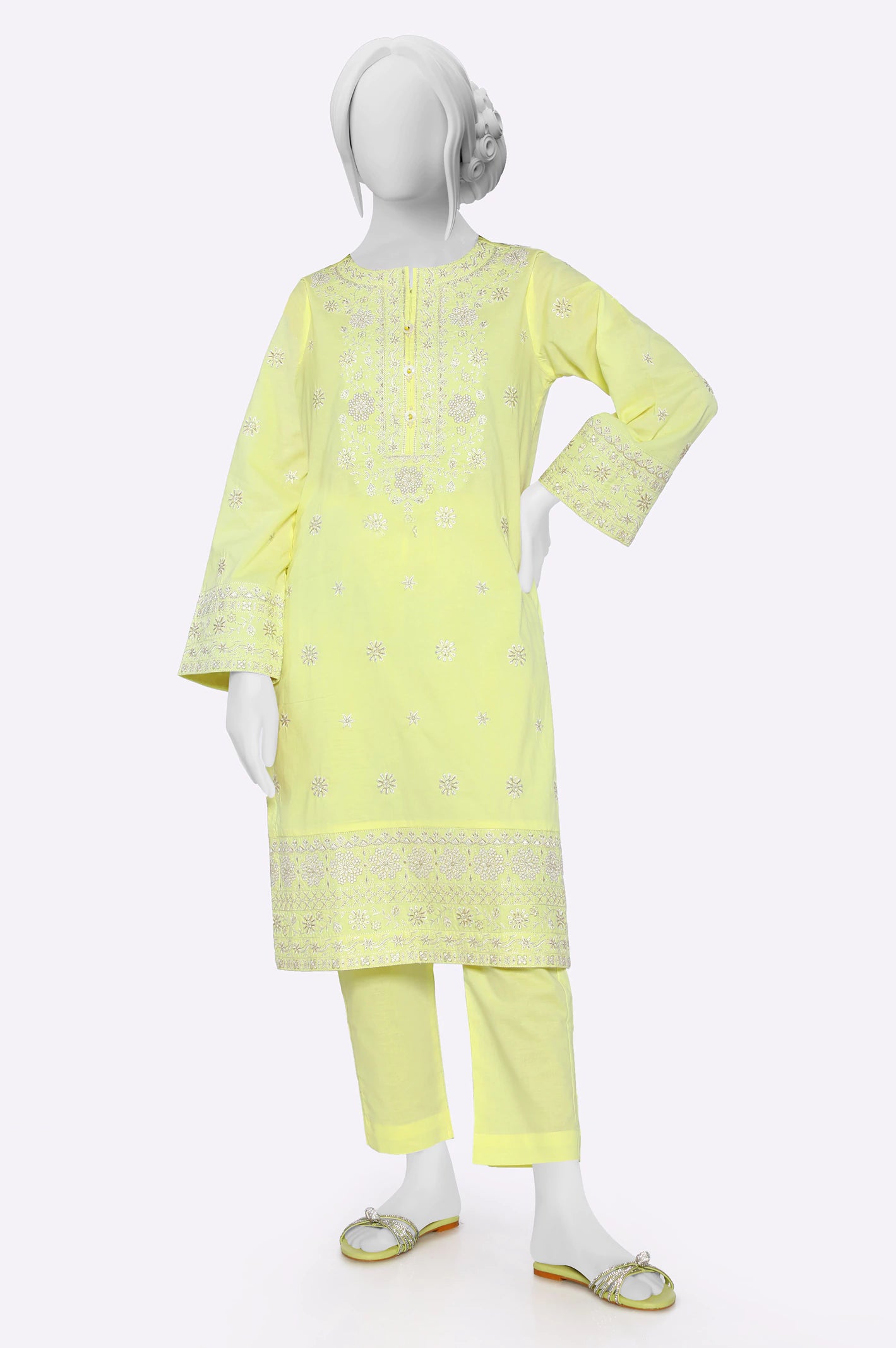 Yellow Embroidered 2PC