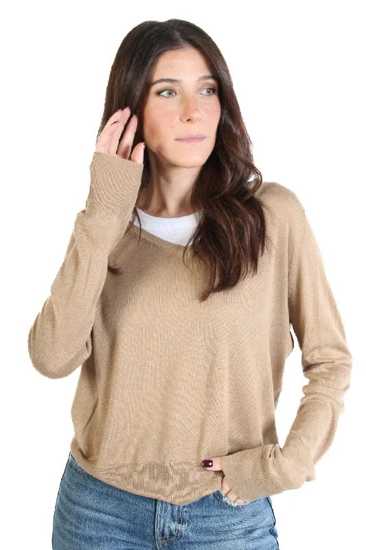 Camel V-neck Sweater