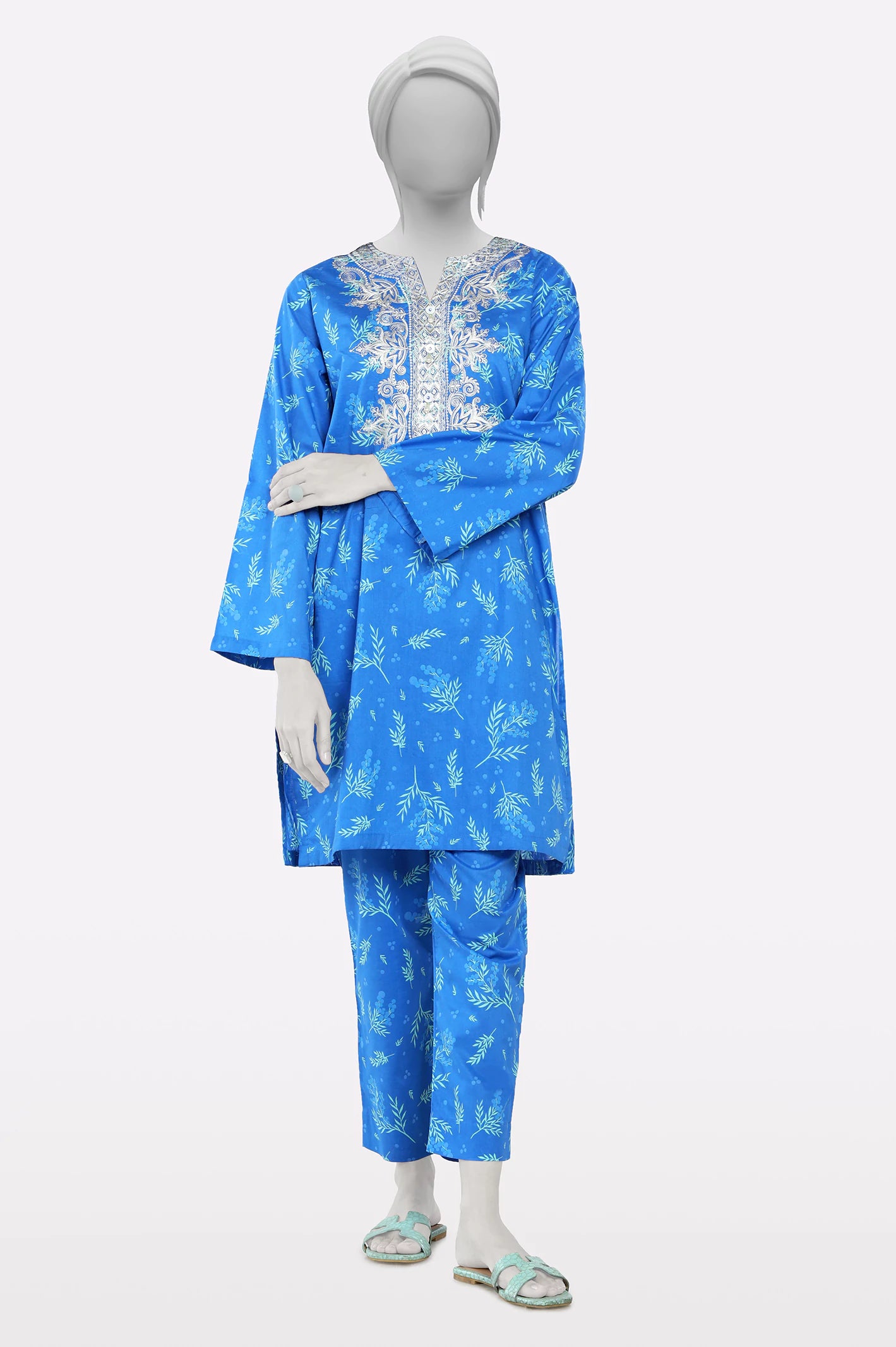 Blue Print Embroidered 2PC