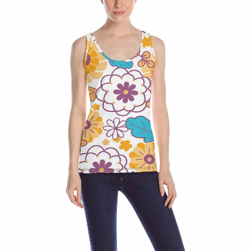 Women's Tank Top print with Colorful oriental flowers pattern