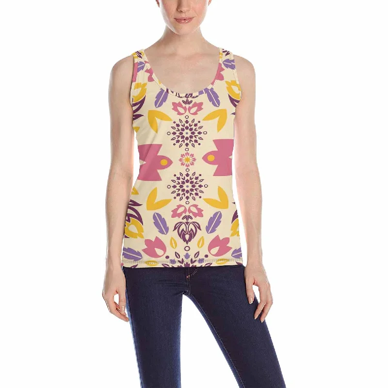 Women's Tank Top print with colorful tulips pattern