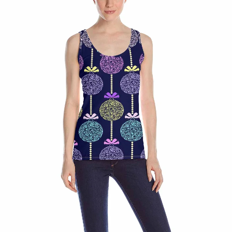 Women's Tank Top print with Pattern with colorful christmas balls