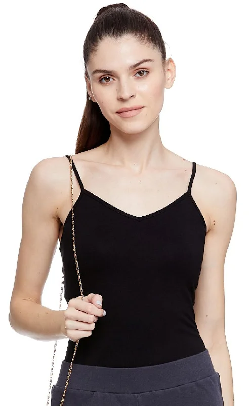 EMILY SPAGHETTI STRAP INNER BLACK WITH ADJUSTABLE STRAPS BY UNMADE - PRE-WASHED AND BUTTERLY SOFT WITH 57% COTTON