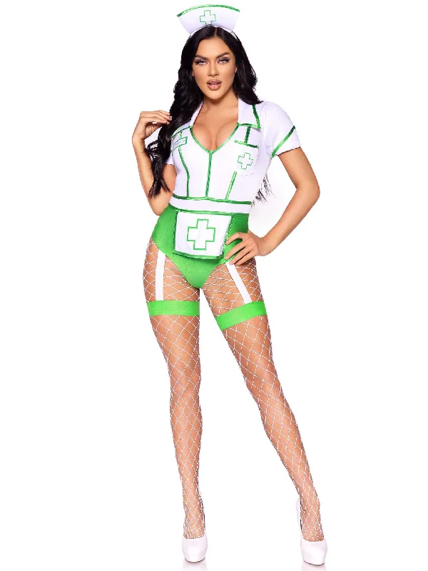 Nurse Feelgood Sexy Costume - Small - White/green