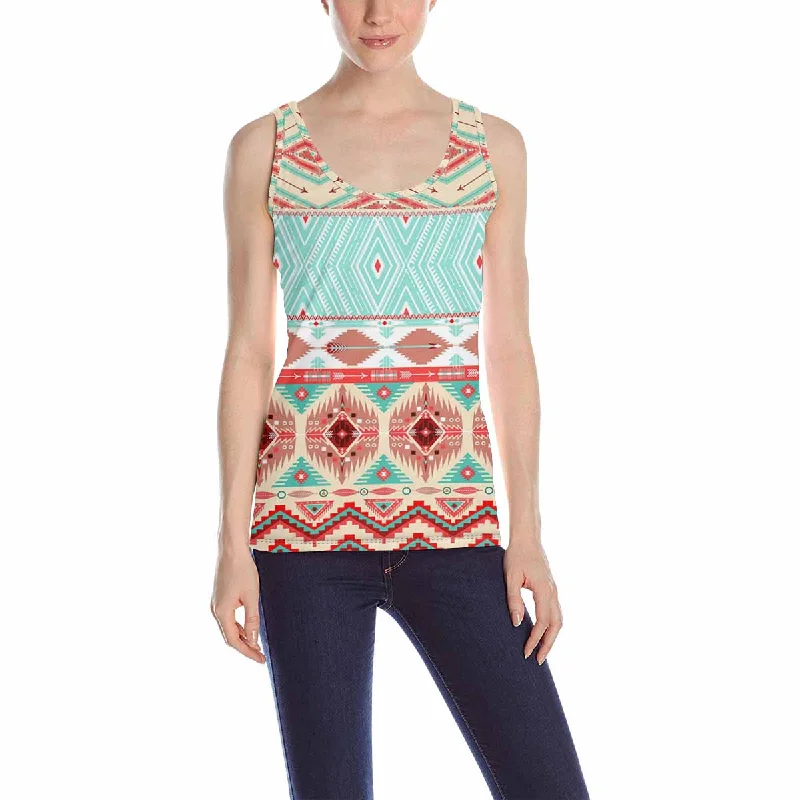 Women's Tank Top print with Aztec geometric pattern