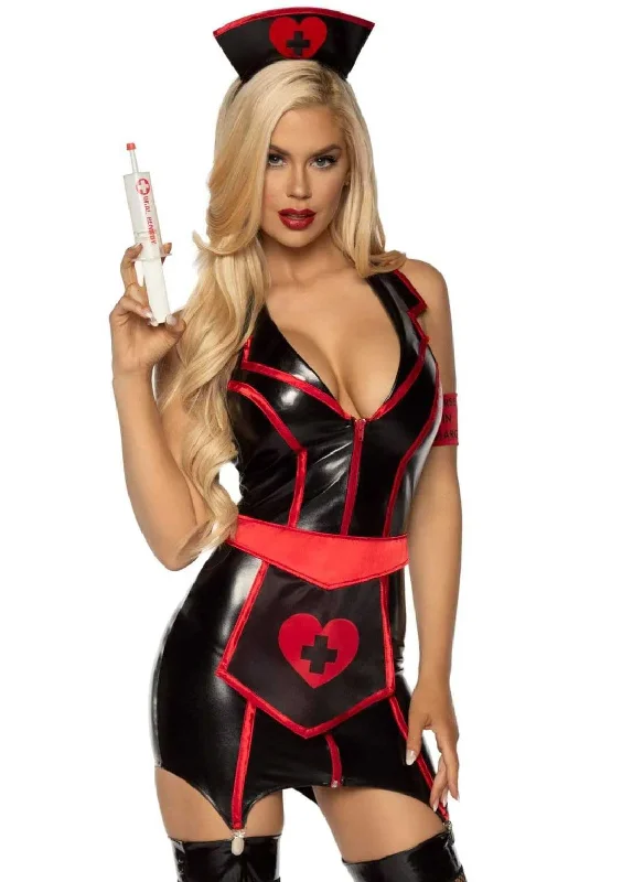 Naughty Nurse Costume - X-Large - Black/red