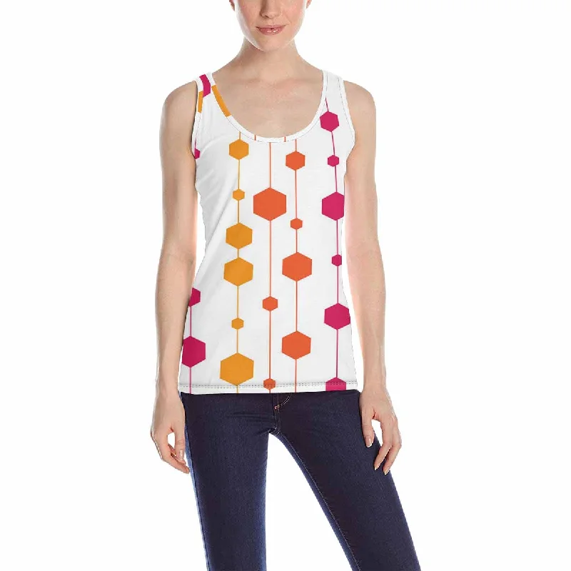 Women's Tank Top print with Abstract colorful stripes and shapes pattern