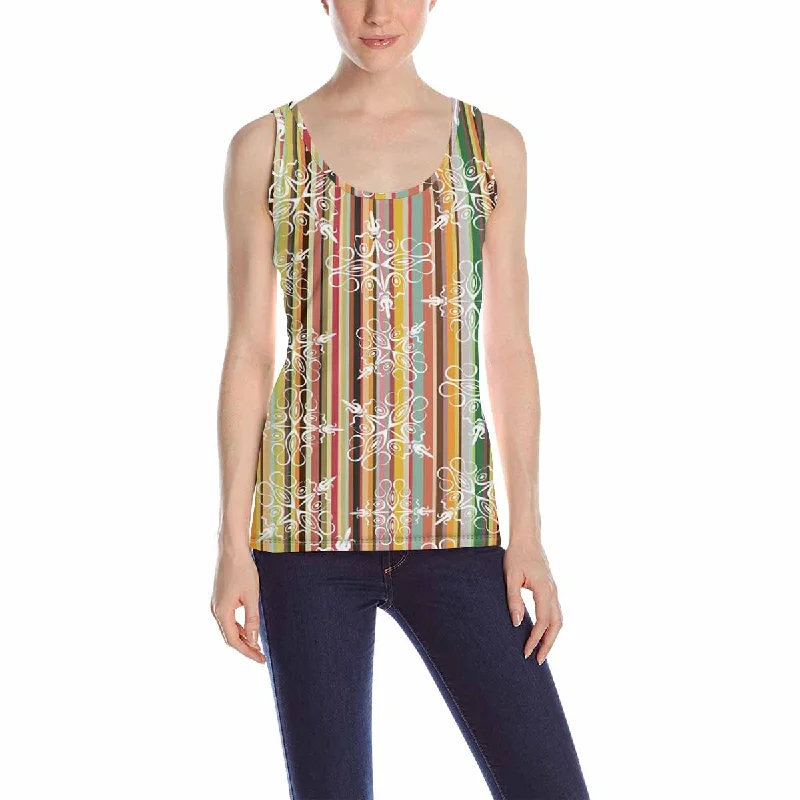 Women's Tank Top print with graphic abstract flowers pattern