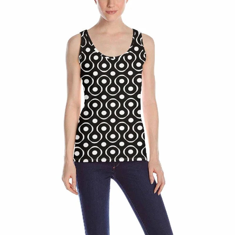 Women's Tank Top print with Abstract geometric black and white pattern