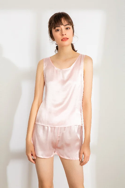 100% Mulberry Silk Tank (Tank only, Shorts not included) - Pink