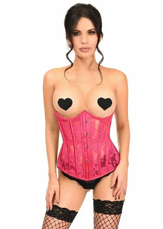 Lavish Fuchsia Sheer Lace Underwire Open Cup Underbust Corset