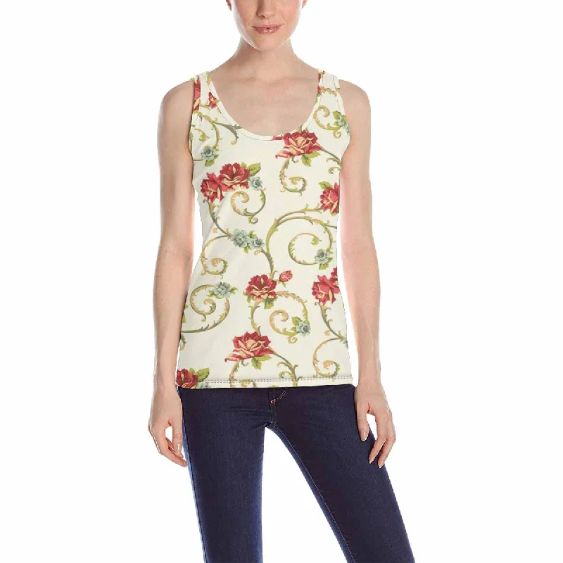 Women's Tank Top print with baroque Roses pattern