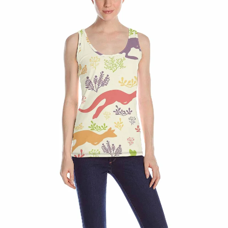 Women's Tank Top print with colorful Jumping kangaroo pattern