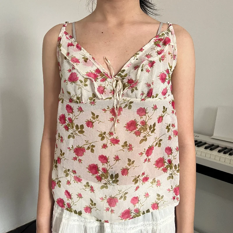 Off White Pink Roses Cami Top