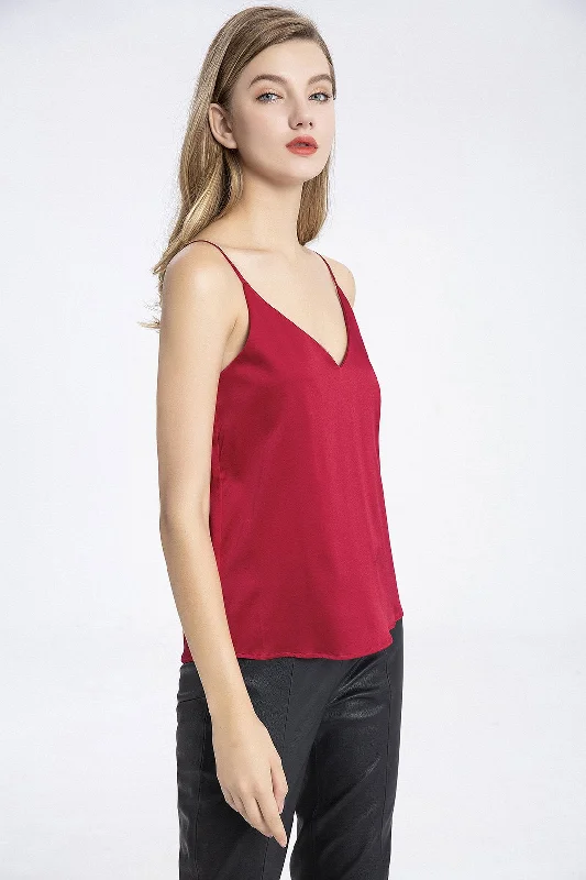 100% Premium Mulberry Silk Cami Top with Gift Box- Scarlett