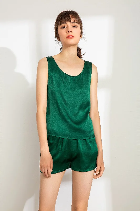 100% Mulberry Silk Tank (Tank only, Shorts not included) - Emerald