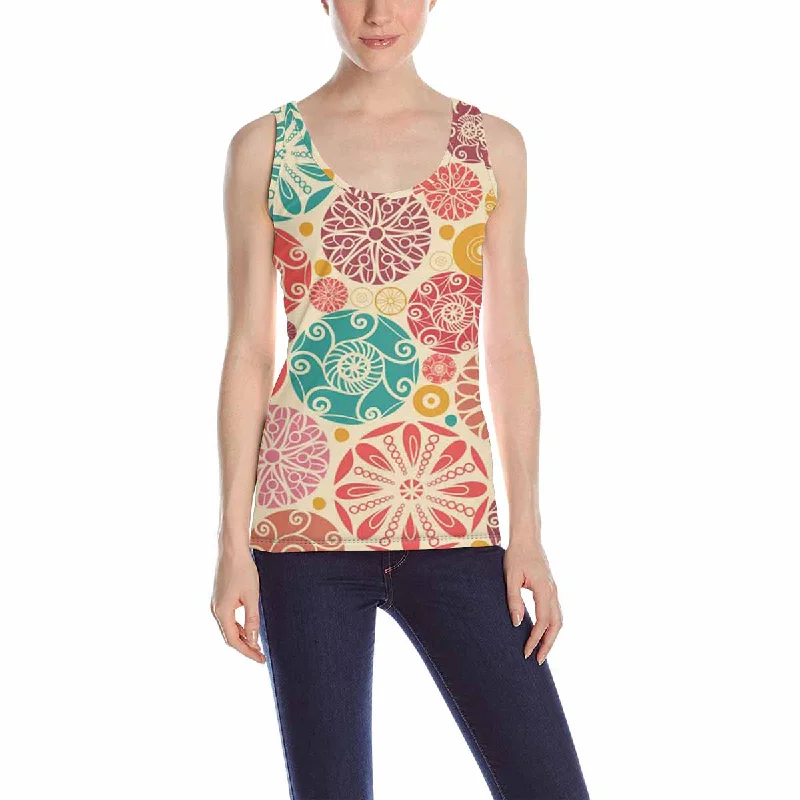 Women's Tank Top print with colorful Abstract  circles pattern