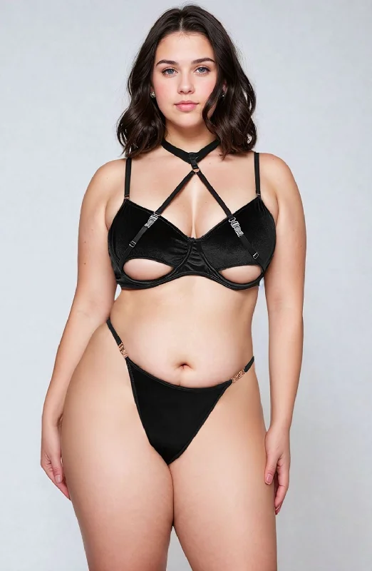 YesX YXQ Hollow Cut Halter Bra Set