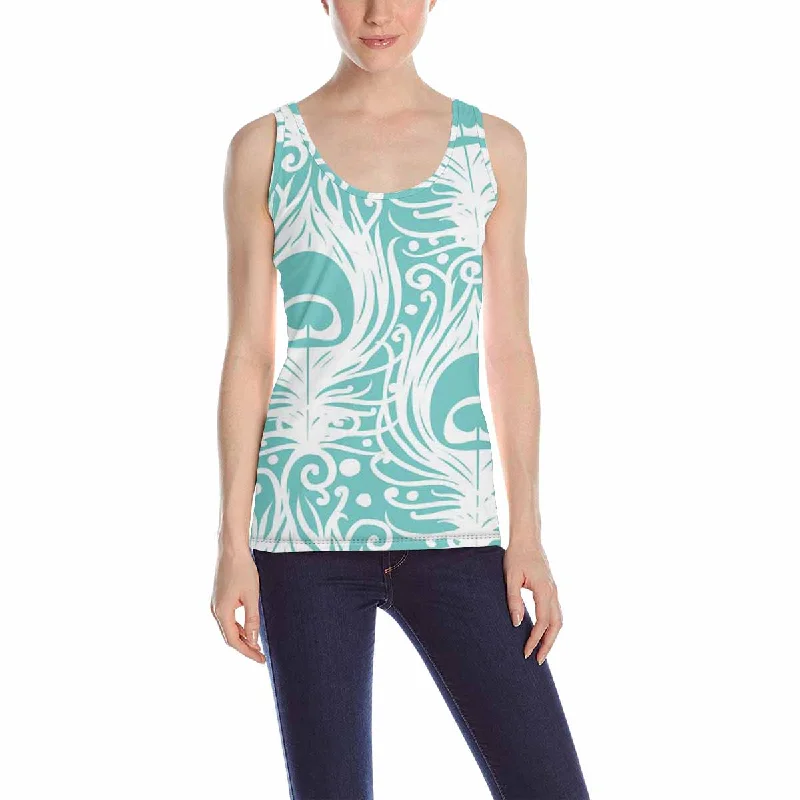 Women's Tank Top print with Soft peacock feathers pattern