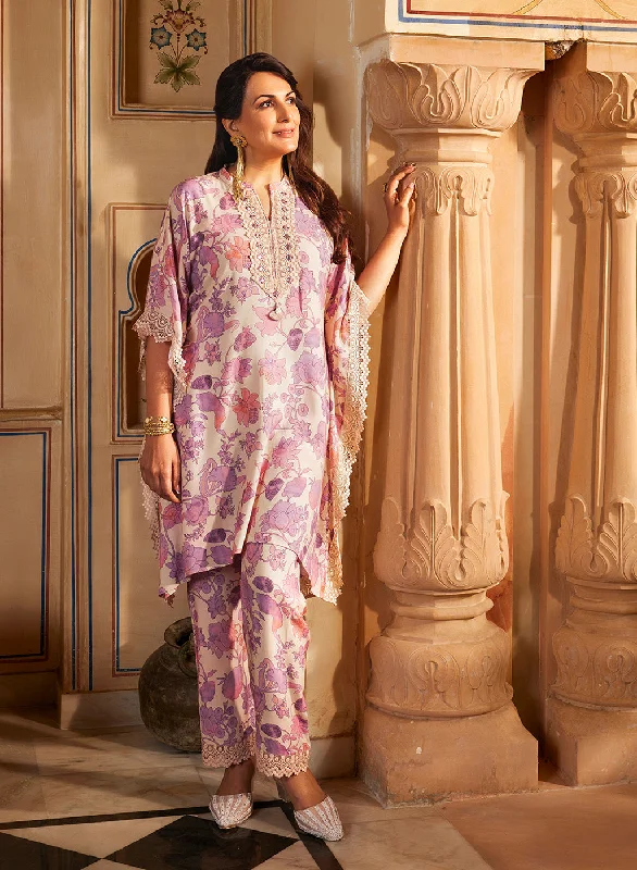 Mahin Mauve Printed Kaftan Kurta Set for Women