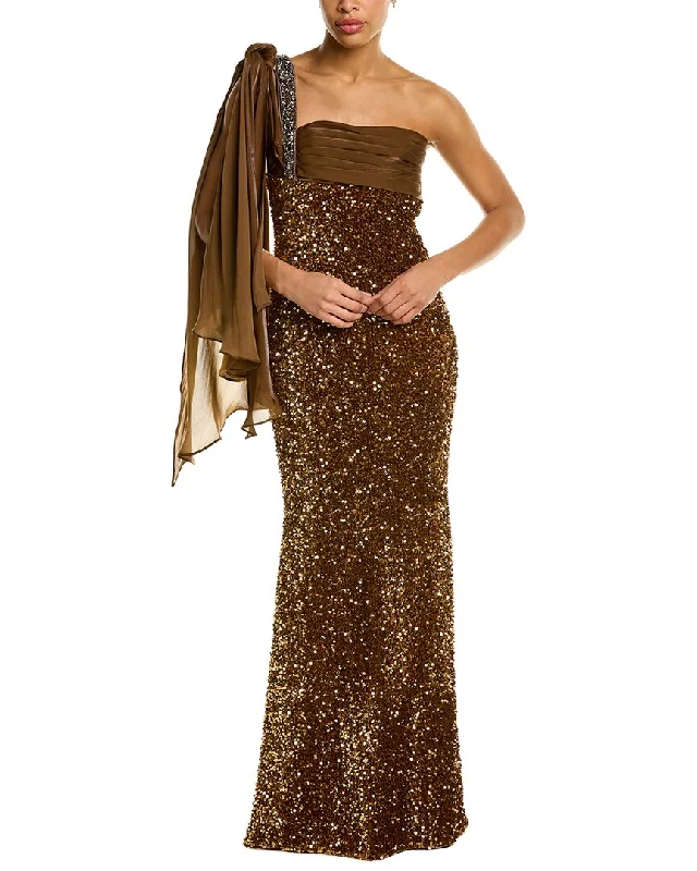 Badgley Mischka Drape Across Gown