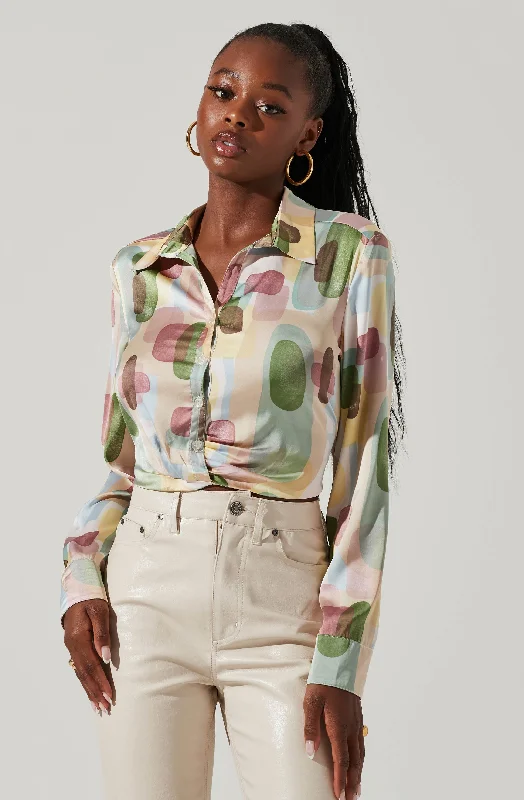 Camden Geo Print Button Down Top