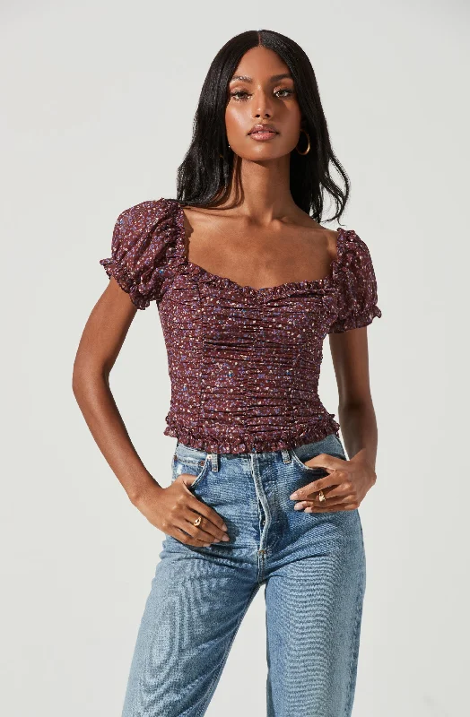 Helena Floral Ruched Top