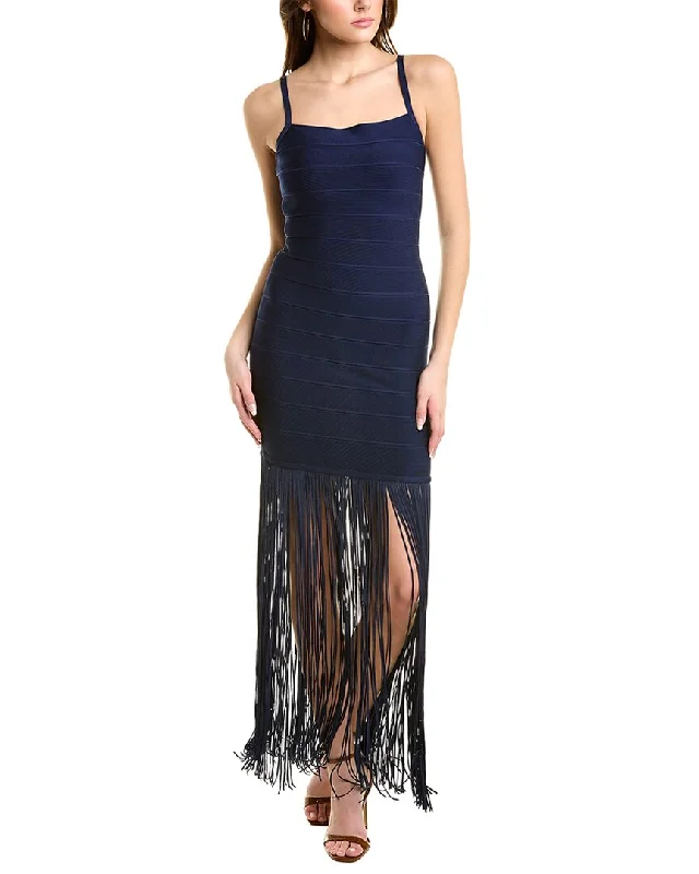 Hervé Léger Banded Fringe Gown