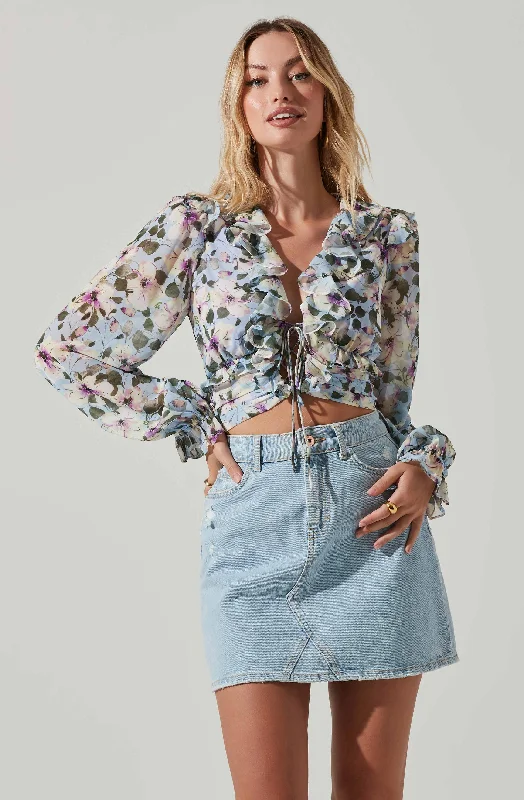 Loxley Floral Ruffle Long Sleeve Top