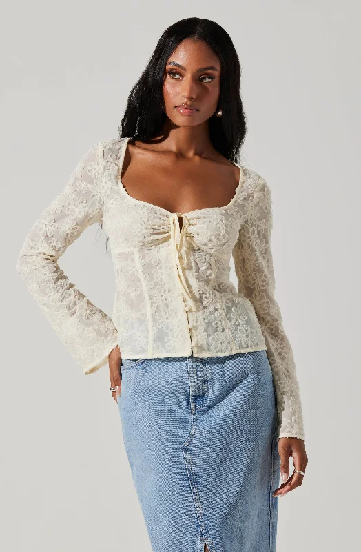 Sassari Floral Sheer Long Sleeve Top